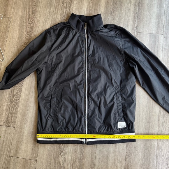 Adam Levine Mens Bomber Jacket Black with White Size L Full Zip w/Pockets - Picture 13 of 13